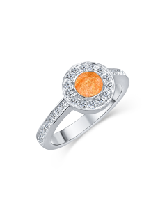 LifeStone™ Ladies Radiant Circle Cremation Ashes Ring-Amber-Sterling Silver
