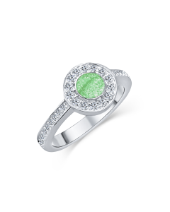 LifeStone™ Ladies Radiant Circle Cremation Ashes Ring-Apple-Sterling Silver