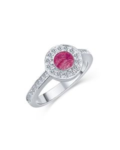 LifeStone™ Ladies Radiant Circle Cremation Ashes Ring-Mulberry-Sterling Silver