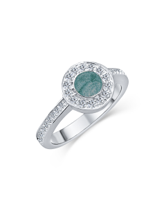 LifeStone™ Ladies Radiant Circle Cremation Ashes Ring-Peacock-Sterling Silver