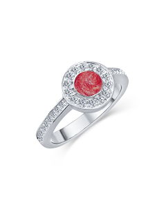 LifeStone™ Ladies Radiant Circle Cremation Ashes Ring-Rose-Sterling Silver