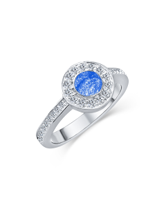 LifeStone™ Ladies Radiant Circle Cremation Ashes Ring-Sapphire-Sterling Silver