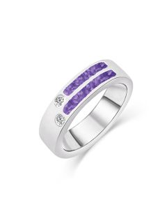 LifeStone™ Gents Reminiscence Cremation Ashes Ring-Sterling Silver-Violet
