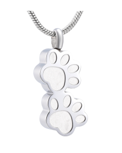 Double Paws - Stainless Steel Cremation Ashes Memorial Pendant