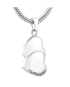 Double Hearts - Stainless Steel Ashes Jewellery Memorial Keepsake Pendant
