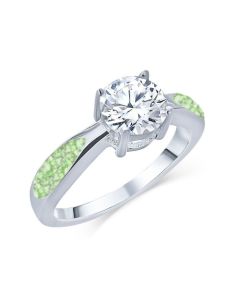 LifeStone™ Ladies Solitaire Cremation Ashes Memorial Ring-Apple-Sterling Silver
