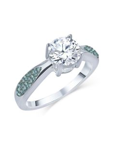LifeStone™ Ladies Solitaire Cremation Ashes Memorial Ring-Peacock-Sterling Silver