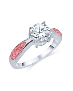 LifeStone™ Ladies Solitaire Cremation Ashes Memorial Ring-Rose-Sterling Silver
