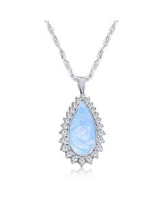 LifeStone™ Cherished Tear Cremation Ashes Pendant-Azure-Sterling Silver