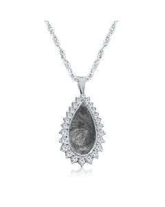 LifeStone™ Cherished Tear Cremation Ashes Pendant-Midnight-Sterling Silver