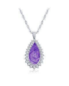 LifeStone™ Cherished Tear Cremation Ashes Pendant-Violet-Sterling Silver