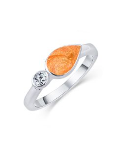 LifeStone™ Ladies Teardrop Cremation Ashes Ring-Amber-Sterling Silver