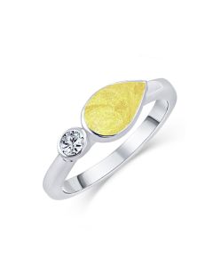 LifeStone™ Ladies Teardrop Cremation Ashes Ring-Daffodil-Sterling Silver