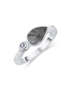 LifeStone™ Ladies Teardrop Cremation Ashes Ring-Midnight-Sterling Silver
