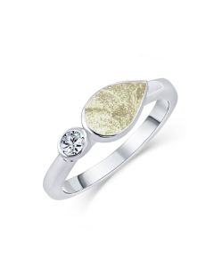 LifeStone™ Ladies Teardrop Cremation Ashes Ring-Natural-Sterling Silver