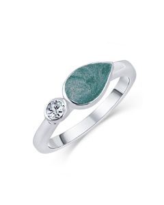 LifeStone™ Ladies Teardrop Cremation Ashes Ring-Peacock-Sterling Silver