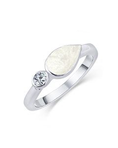LifeStone™ Ladies Teardrop Cremation Ashes Ring-Pearl-Sterling Silver
