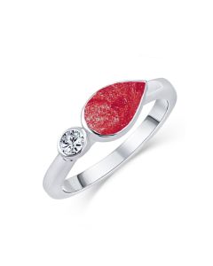 LifeStone™ Ladies Teardrop Cremation Ashes Ring-Rose-Sterling Silver