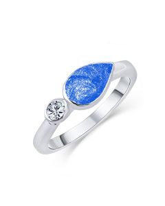LifeStone™ Ladies Teardrop Cremation Ashes Ring-Sapphire-Sterling Silver
