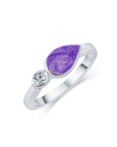 LifeStone™ Ladies Teardrop Cremation Ashes Ring-Violet-Sterling Silver