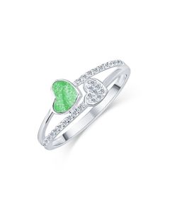 LifeStone™ Ladies Together Hearts Cremation Ashes Ring-Apple-Sterling Silver