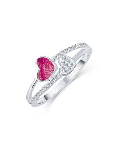 LifeStone™ Ladies Together Hearts Cremation Ashes Ring-Mulberry-Sterling Silver