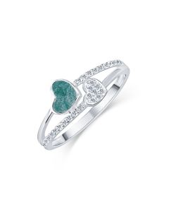 LifeStone™ Ladies Together Hearts Cremation Ashes Ring-Peacock-Sterling Silver