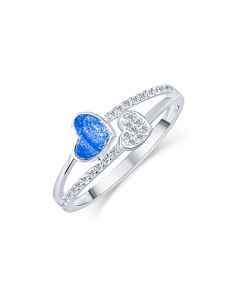 LifeStone™ Ladies Together Hearts Cremation Ashes Ring-Sapphire-Sterling Silver