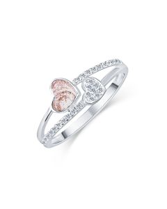 LifeStone™ Ladies Together Hearts Cremation Ashes Ring-Sienna-Sterling Silver