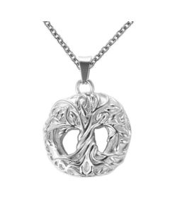 Tree of Life Circle - Stainless Steel Cremation Ashes Memorial Pendant