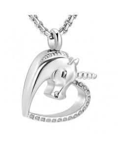 Unicorn Heart - Stainless Steel Ashes Jewellery Memorial Pendant