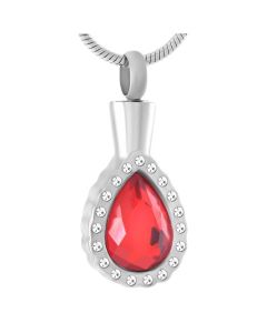 Always and Forever Tear Red - Stainless Steel Cremation Ashes Jewellery Urn Pendant