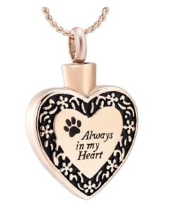 Always in my Heart Pet - Rose Gold Stainless Steel Ashes Jewellery Pet Pendant