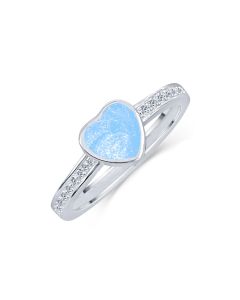 LifeStone™ Ladies Amour Heart Cremation Ashes Ring-Azure-Sterling Silver