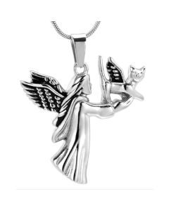 Angel Cat - Stainless Steel Cremation Ashes Jewellery Pendant