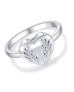 Winged Heart Ring - Stainless Steel Cremation Ashes Jewellery Urn Memorial Keepsake