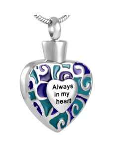 Artistry 'Always in my Heart' - Stainless Steel Ashes Urn Jewellery Pendant