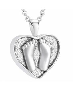 Baby Foot Heart - Stainless Steel Cremation Ashes Jewellery Pendant