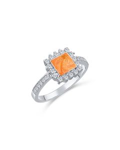 LifeStone™ Ladies Balmoral Cremation Ashes Ring-Amber-Sterling Silver