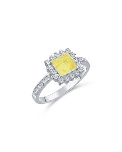 LifeStone™ Ladies Balmoral Cremation Ashes Ring-Daffodil-Sterling Silver