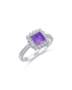 LifeStone™ Ladies Balmoral Cremation Ashes Ring-Violet-Sterling Silver