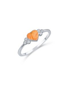 LifeStone™ Ladies Beloved Heart Cremation Ashes Ring-Amber-Sterling Silver