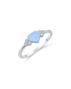 LifeStone™ Ladies Beloved Heart Cremation Ashes Ring-Azure-Sterling Silver