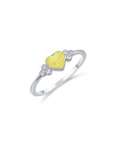 LifeStone™ Ladies Beloved Heart Cremation Ashes Ring-Daffodil-Sterling Silver