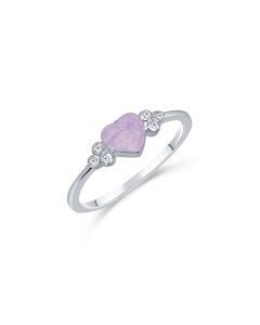 LifeStone™ Ladies Beloved Heart Cremation Ashes Ring-Lavender-Sterling Silver