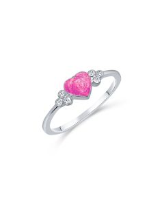 LifeStone™ Ladies Beloved Heart Cremation Ashes Ring-Magenta-Sterling Silver