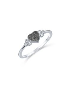 LifeStone™ Ladies Beloved Heart Cremation Ashes Ring-Midnight-Sterling Silver