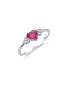 LifeStone™ Ladies Beloved Heart Cremation Ashes Ring-Mulberry-Sterling Silver