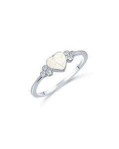 LifeStone™ Ladies Beloved Heart Cremation Ashes Ring-Pearl-Sterling Silver