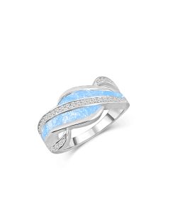 LifeStone™ Ladies Always Cremation Ashes Ring-Sterling Silver-Azure